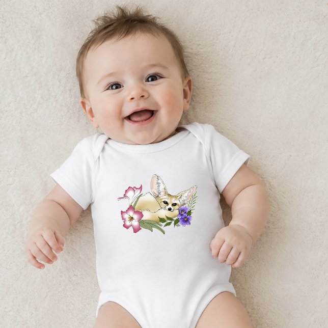 Ökenräv Rosa Lila Blommor Söt Blå Botanisk T Shirt (Skapare uppladdad)