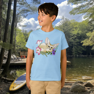 Ökenräv Rosa Lila Blommor Söt Blå Botanisk T Shirt