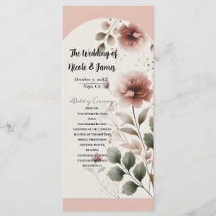 Ökenros Rosa Blommig Grönska Bröllopsprogram Program