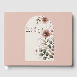 Ökenros Rosa & Grön Blommig Grönska Bröllop Gästböcker