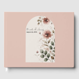 Ökenros Rosa & Grön Blommig Grönska Bröllop Gästböcker
