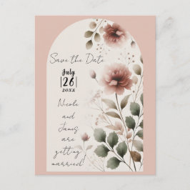 Ökenros Rosa & Grön Blommig Spara Datum Meddelande Vykort