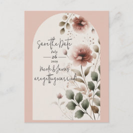Ökenros Rosa & Grön Blommig Spara Datum Meddelande Vykort