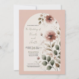 Ökenros rosa & grön blomsterbröllop inbjudningar
