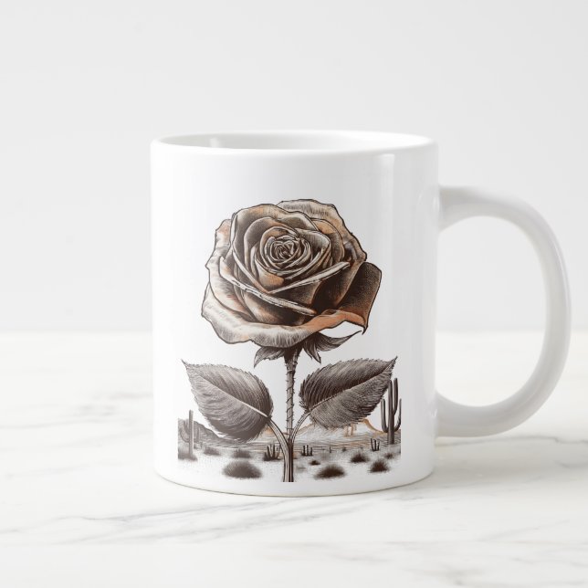 Ökenros, Vintage Botanisk Blomma Jumbo Mugg (Höger)