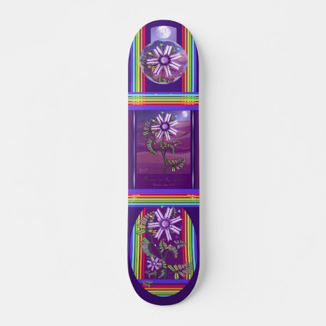 Ökenrullbräda med blomma mini skateboard bräda 18,5 cm (Framsida)