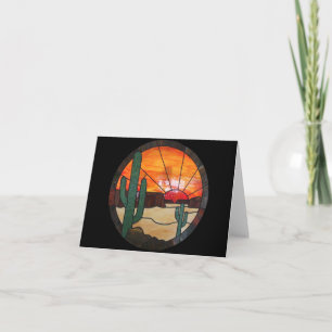 Ökensolnedgångmålat glass Notecard Kort