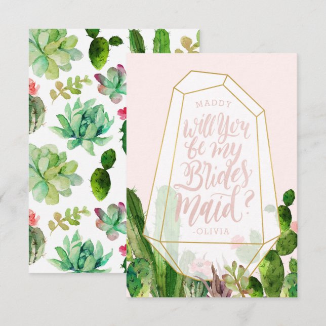 Ökensuckkulärt var mitt Bridesmaid-kort Inbjudningar (Fram/baksida)