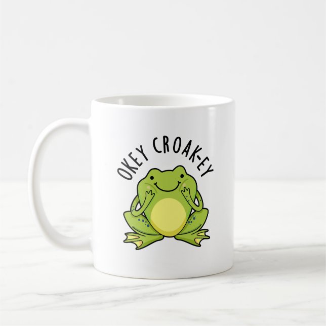 Okey Croak-ey Funny Frog Pun Kaffemugg (Vänster)