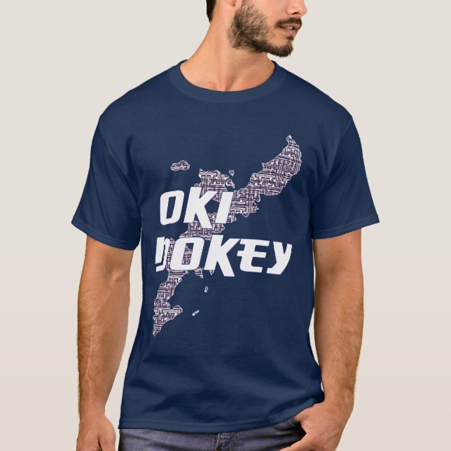 Oki Dokey indigoblått T Shirt (Framsida)