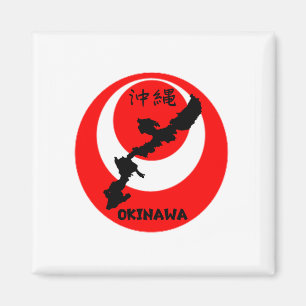 Okinawa Flagga och Karta Magnet