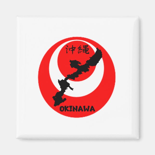 Okinawa Flagga och Karta Magnet (Framsidan)