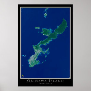 Okinawa Island Japan Satellite Poster Karta