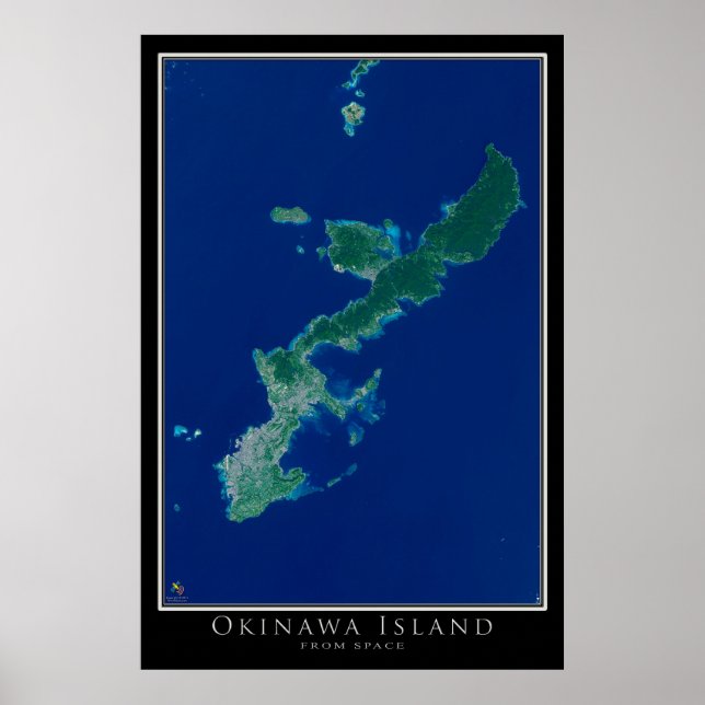 Okinawa Island Japan Satellite Poster Karta (Framsidan)