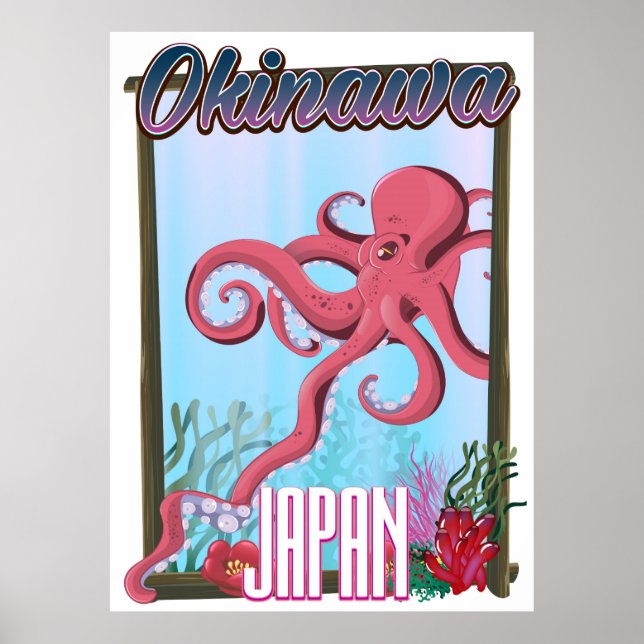 Okinawa Japan Bläckfisk resaffisch Poster (Framsidan)