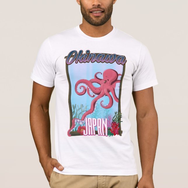 Okinawa Japan Bläckfisk resaffisch T-shirt (Framsida)
