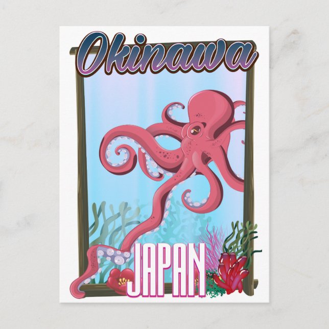 Okinawa Japan Bläckfisk resaffisch Vykort (Framsida)