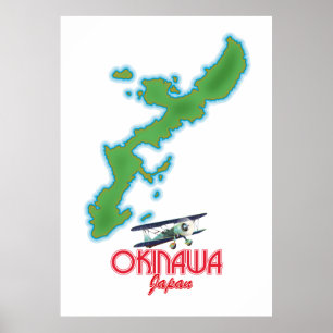 Okinawa Japanska resor karta Poster