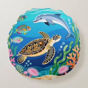 Okinawa Sea Life Rund Kudde