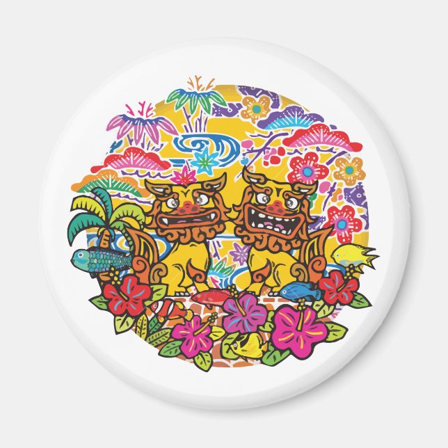 Okinawa Shisa シ ー サ ー 沖 縄 Shisa Magnet (Framsidan)