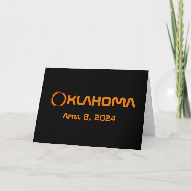Oklahoma 2024 Total Solar Eclipse Kort (Framsida)