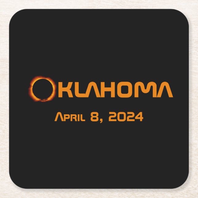 Oklahoma 2024 Total Solar Eclipse Underlägg Papper Kvadrat (Framsidan)
