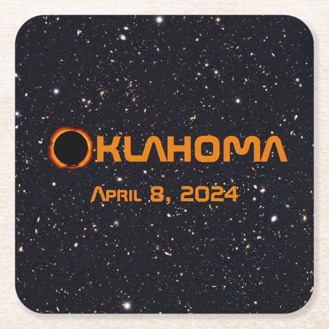 Oklahoma 2024 Total Solar Eclipse Underlägg Papper Kvadrat (Framsidan)