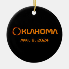 Oklahoma 2024 total solförmörkelse julgransprydnad keramik