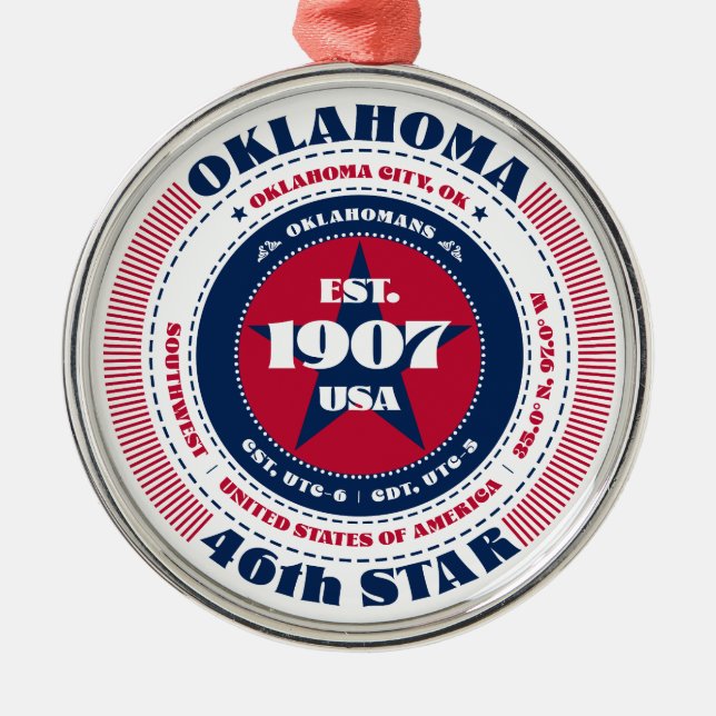 Oklahoma 46:e julgransprydnad metall (Framsidan)