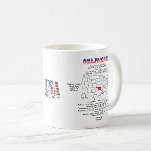 Oklahoma amerikansk stat på en karta och användbar kaffemugg