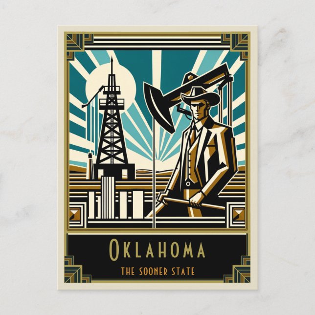 Oklahoma | Art Deco Vykort (Framsida)