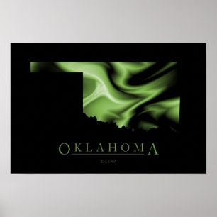 Oklahoma avbildar den statliga kartan affischen poster