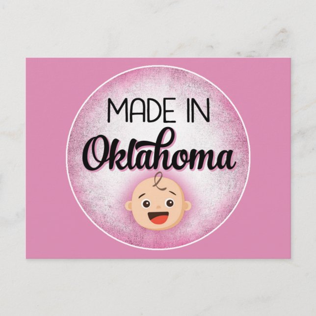 Oklahoma Baby Funny Rosa New Girl Postcard Vykort (Framsida)