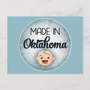 Oklahoma Baby Rolig Blå Ny Pojk Postkort Vykort