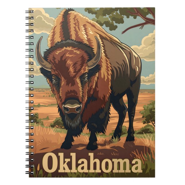 Oklahoma Bison Vintage Anteckningsbok (Framsidan)