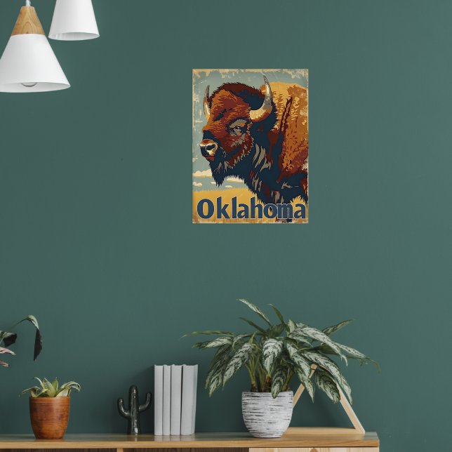 Oklahoma Bison Vintage Poster (Vardagsrum 1)