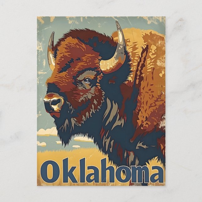 Oklahoma Bison Vintage Vykort (Framsida)