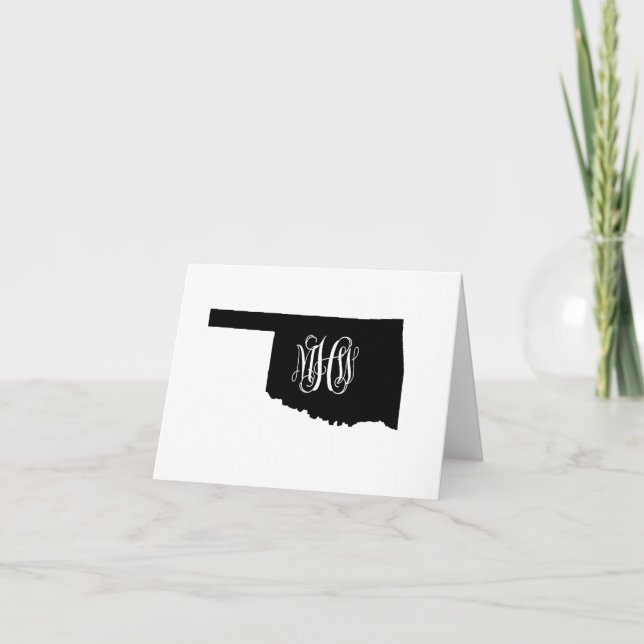 Oklahoma Black White Vine Monogram DIY BG Tack Kort (Framsida)