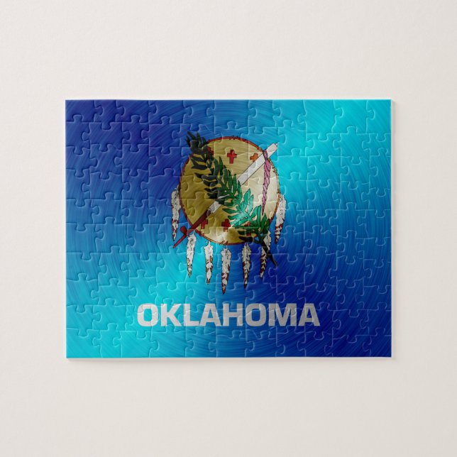 Oklahoma borstat metall flagga pussel (Horisontell)