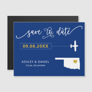 Oklahoma Bröllop spara datum Card, Karta Magnetisk Inbjudningskort