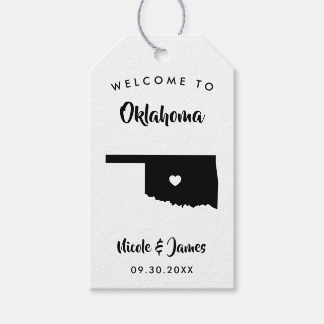 Oklahoma Bröllop Welcome Bag Märkre, Karta Presentetikett (Framsidan)