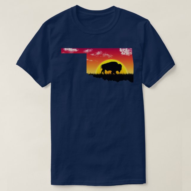 Oklahoma Buffalo Silhouette T Shirt (Design framsida)