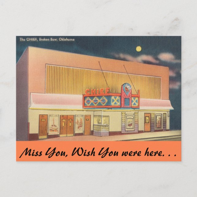 Oklahoma, Chief Theater, Broken Bow Vykort (Framsida)