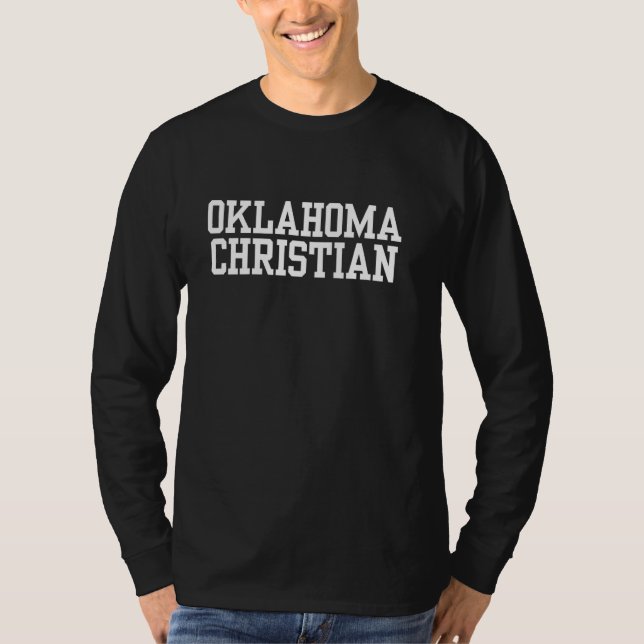 Oklahoma Christian Universiteten Premium Collegiat T Shirt (Framsida)