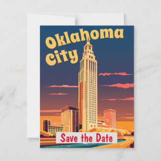 Oklahoma City Art Deco Bröllopsinbjudan Spara Datumet