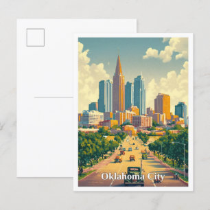Oklahoma City Art Vintage resor Illustration Vykort