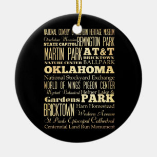 Oklahoma city av Oklahoma statlig typografikonst Julgransprydnad Keramik