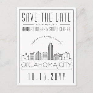 Oklahoma City Bröllop Skyline Spara datum Vykort
