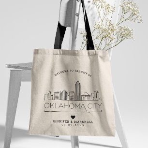 Oklahoma City Bröllop Stylized Skyline Tygkasse