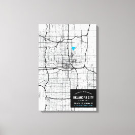 Oklahoma City Karta + markera din plats Canvastryck